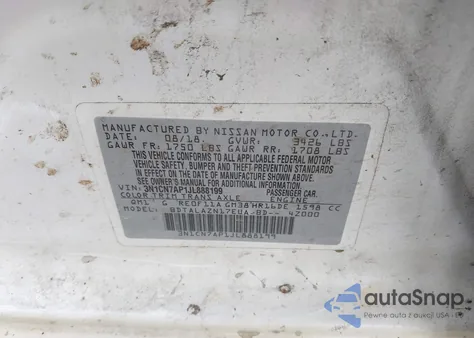 2018 Nissan Versa 1.6 S+ z USA, uszkodzony, nr VIN 3N1CN7AP1JL888199